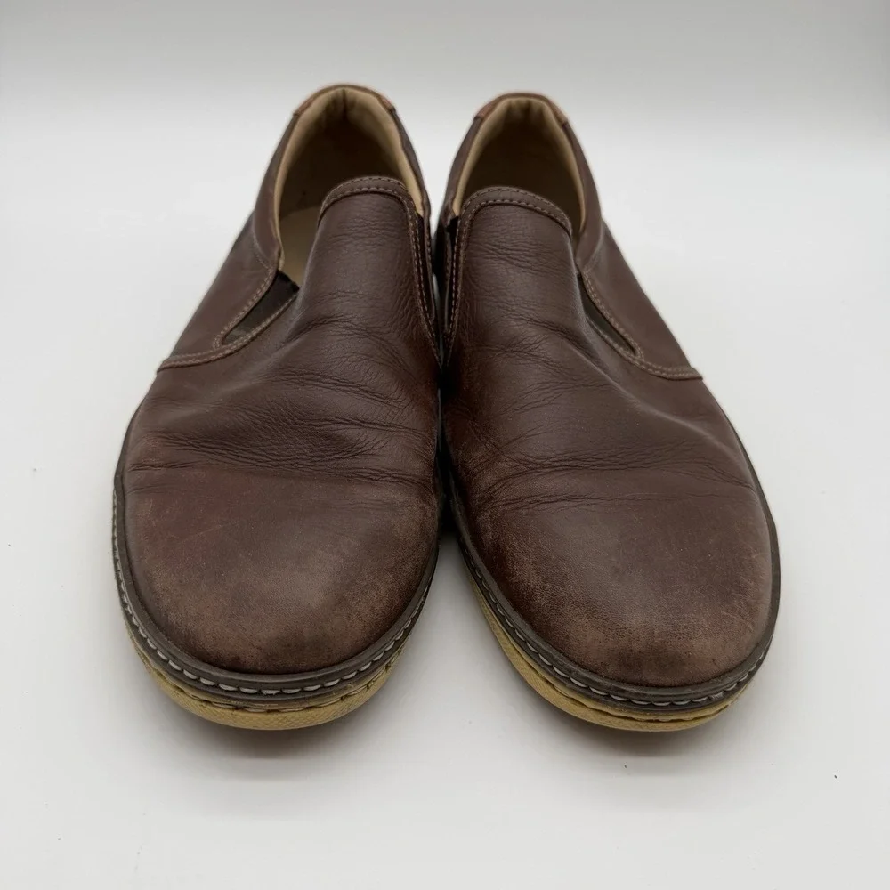 Johnston & Murphy Men's McGuffey Leather Slip-On Shoes Brown Size 10.5 FLAW